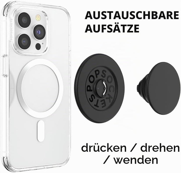 PopSockets: PopGrip Round für MagSafe - Inklusive Adapterring für MagSafe - Ausziehbarer Sockel und