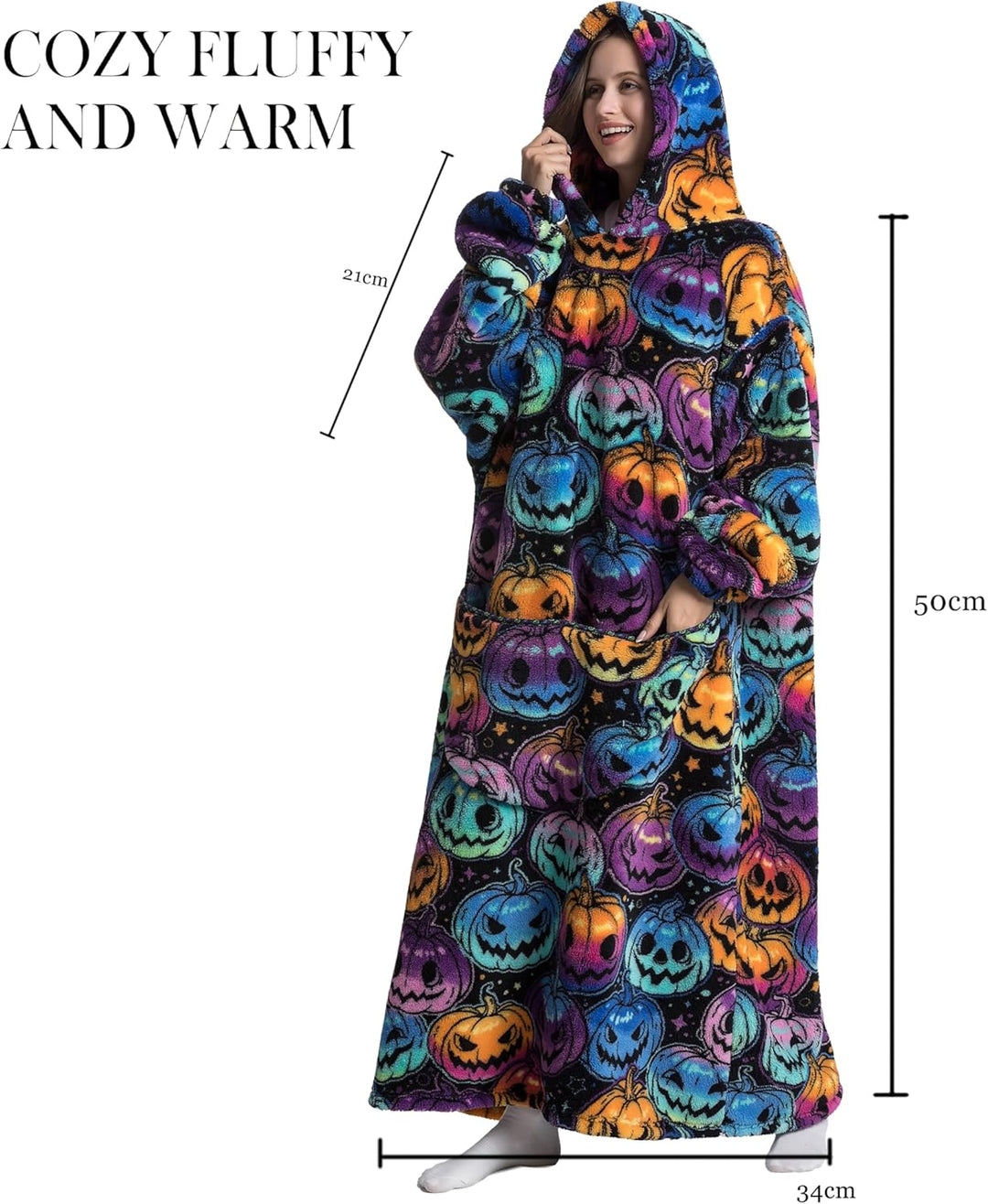 Yzehomijia Lange Hoodie Decke mit Ärmeln für Damen &amp; Erwachsene - Kuscheldecke mit Ärmeln - Weiche &amp;