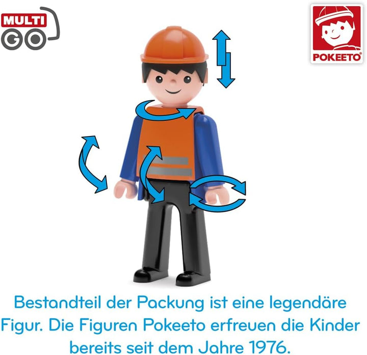 VIA 2+1 Set Sandkasten Spielzeug für Kinder ab 3 Jahre -Strassenarbeiter, Auto, Bagger, Ladepritsche
