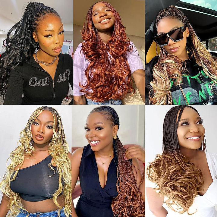 Xtrend 8 Packs French Curls Braiding Hair 18 Inch Pre Stretched Loose Wave Bouncy Braiding Hair Curl
