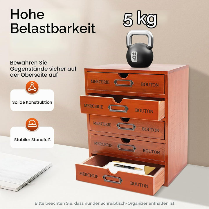 Desktop Schubladenbox Holz 5 Schubladen Kommode Französischen Vintage Stil Schubladencontainer Ablag