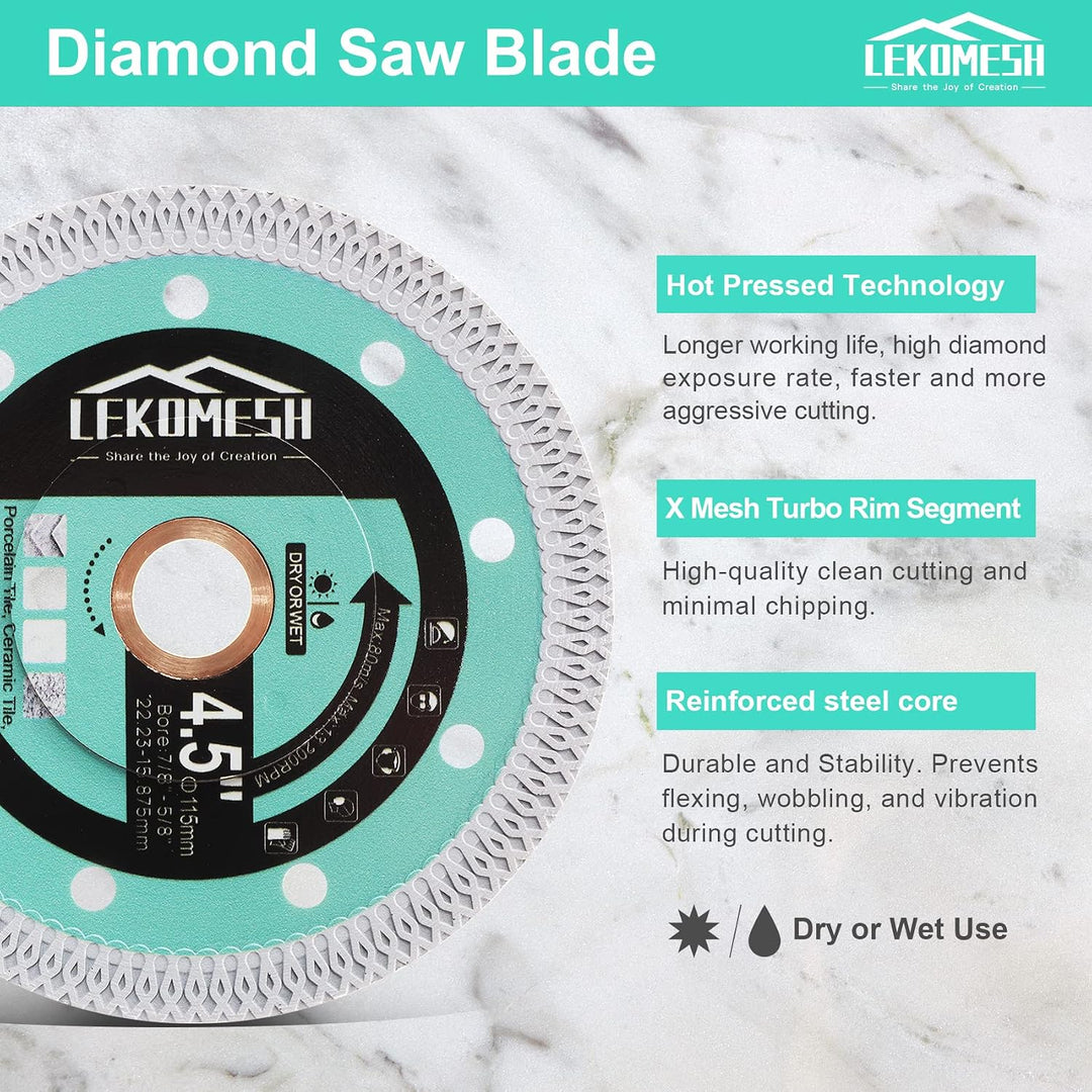 Diamant Fliesenscheibe 115 x 22,23mm Diamant-Trennscheibe - LEKOMESH Diamant Fliesen Sägeblatt, für
