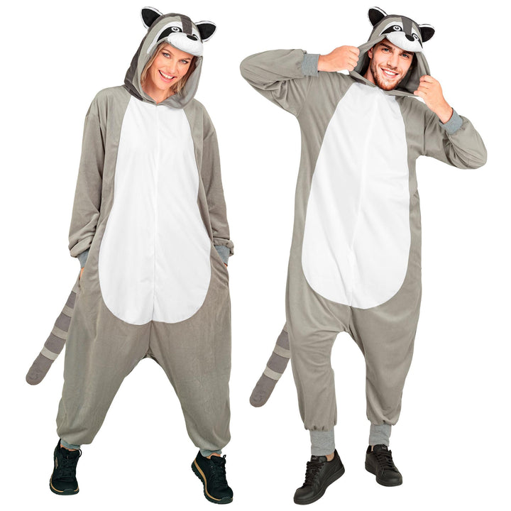 W WIDMANN MILANO Party Fashion - Tier Overall für Erwachsene, weicher Plüsch Jumpsuit mit Kapuze, Ti