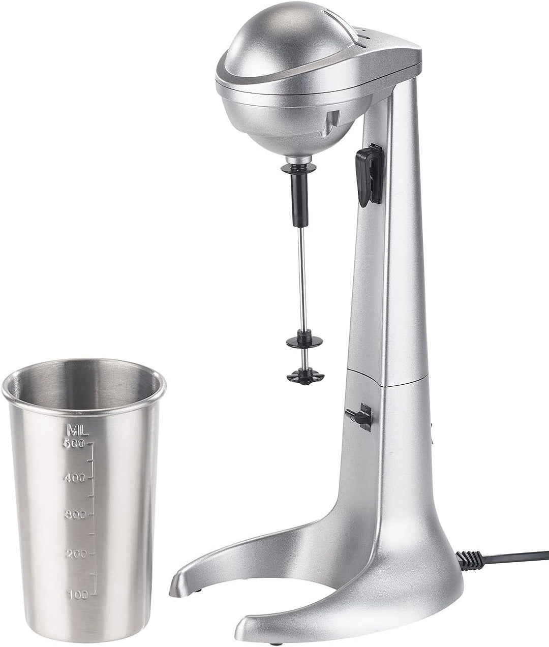 Rosenstein & Söhne Milchshaker: Elektrischer Drink-Mixer mit Edelstahl-Becher, 65 Watt (Milchshaker