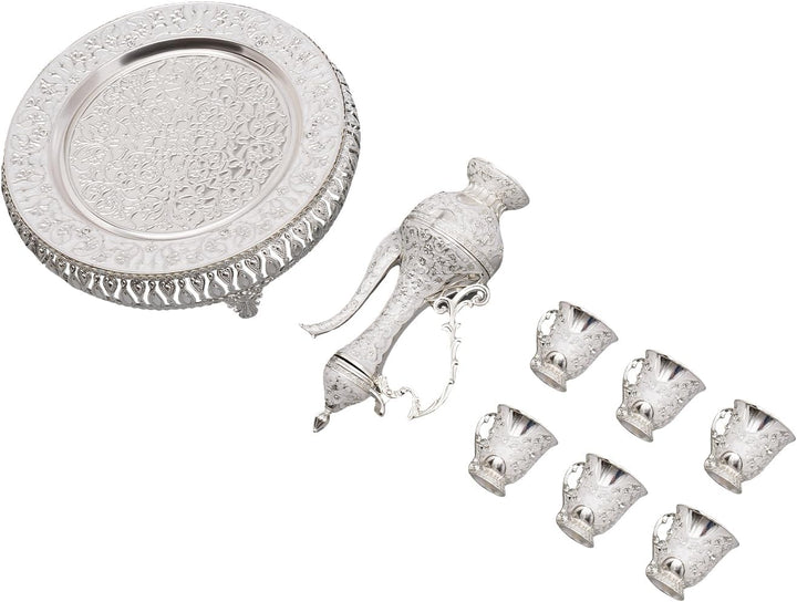 Türkische Kaffeekanne Set, Vintage Teeservice Set, Metall Russisches Samowar Weinglas mit 6 Luxuriös