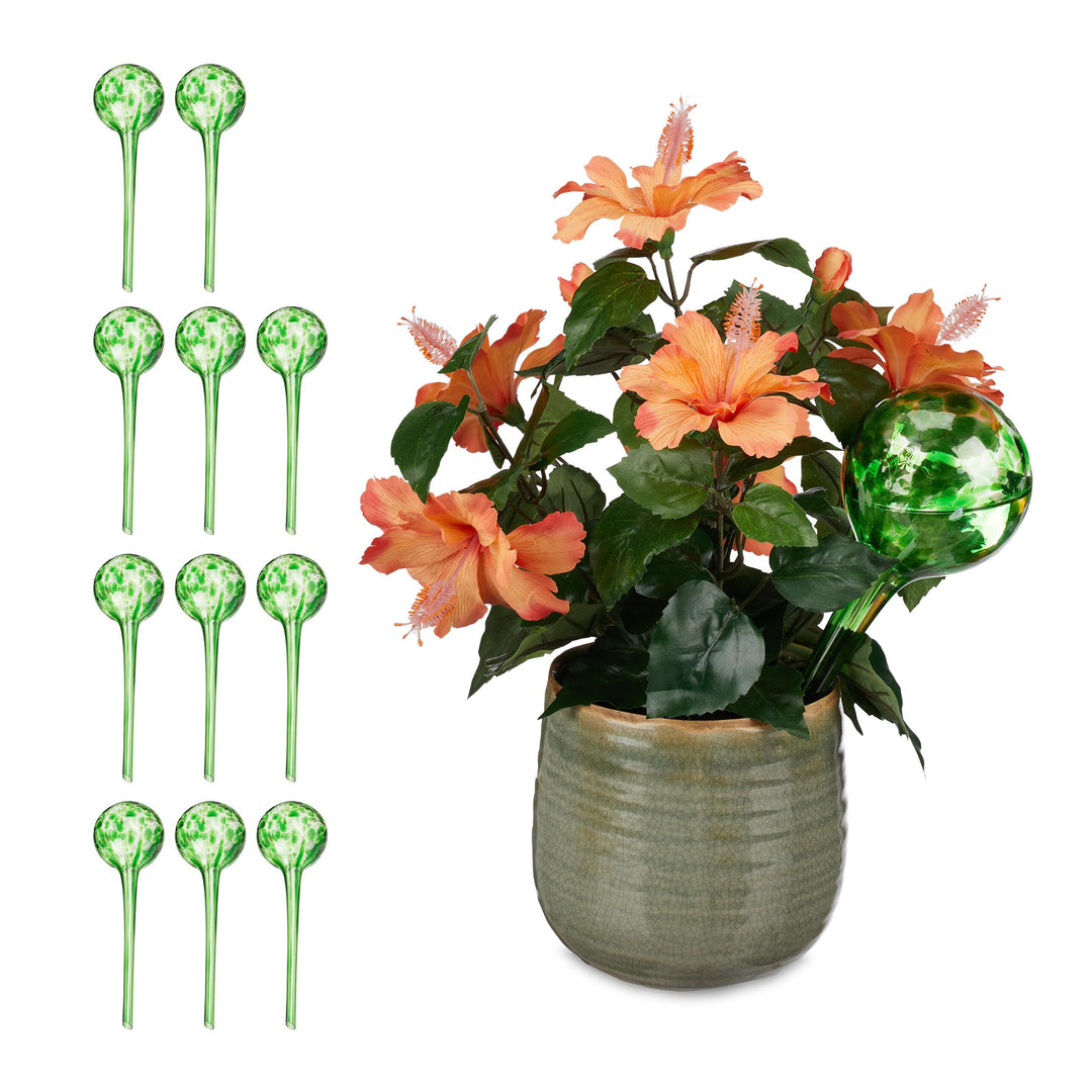 Relaxdays 12 x Bewässerungskugel, dosierte Pflanzen Bewässerung, Blumentopf, Giesshilfe Büro, Urlaub