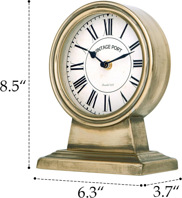 NIKKY HOME Vintage Gold Kaminuhr, geräuschlos, Nicht tickend, batteriebetrieben, rustikal, Tisch-, S