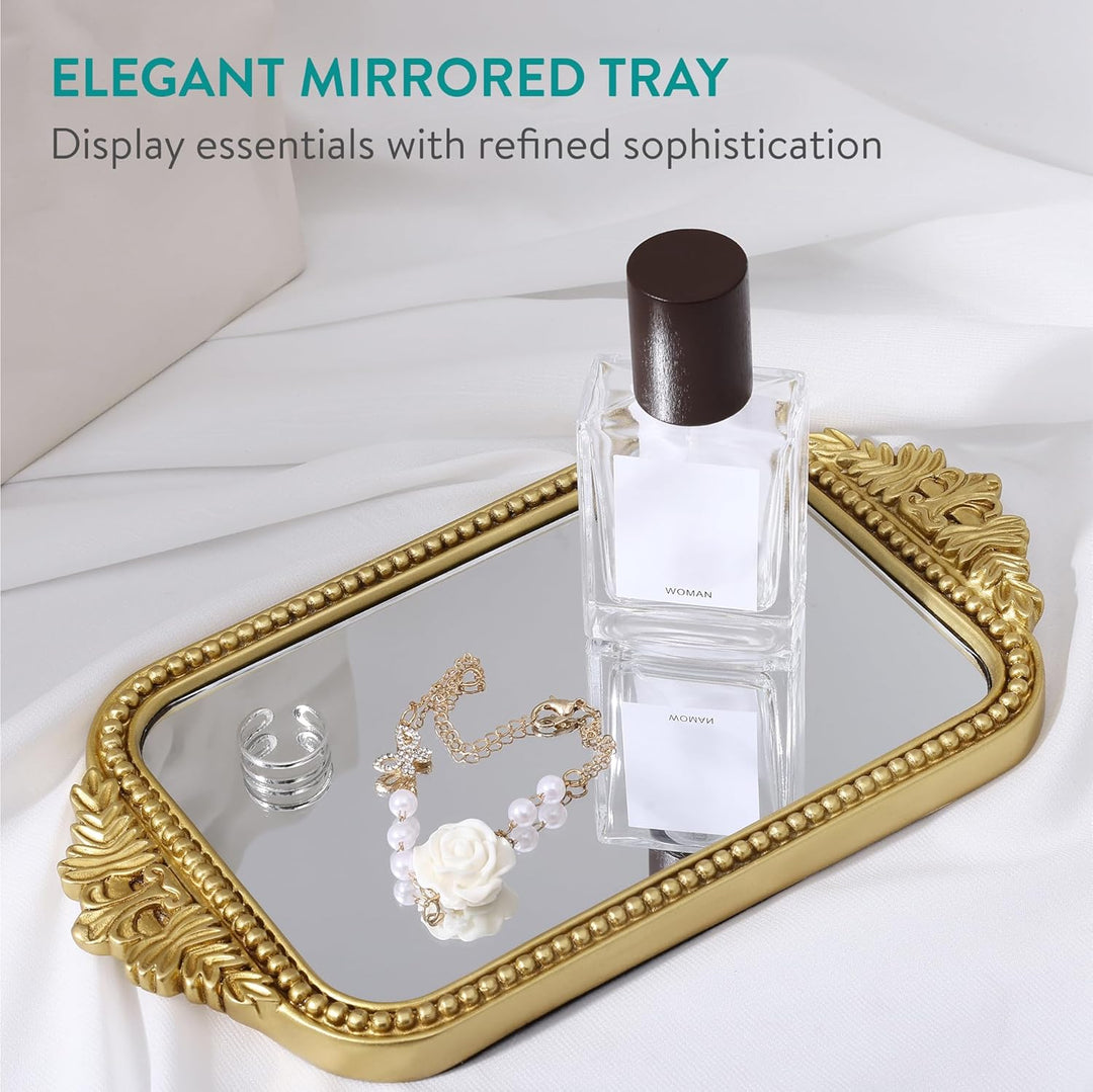 Navaris Antikes Gold Tablett - Eleganter Parfum Organizer - Perfekt als Schmuck Tablett, Parfüm Orga