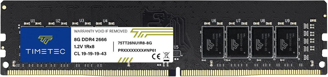 Timetec 8 GB DDR4 2666 MHz PC4-21300 Nicht-ECC ungepuffert 1,2 V CL19 1Rx8 Single Rank 288 Pin UDIMM