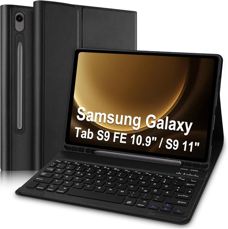 Tastatur Hülle für Samsung Tab S9 FE 10.9 Zoll(SM-X510/SM-X516B/SM-X518U)/Tab S9 11 Zoll 2023 Tablet