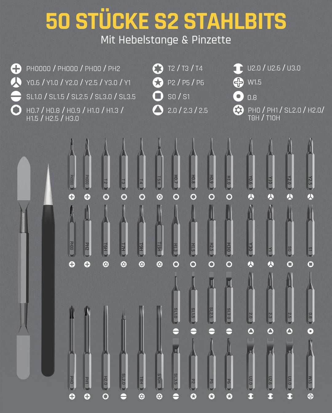 Fanttik X5 Max HANDBUCH Feinmechaniker Schraubendreher Set,50-in-1 magnetische Bits, kleiner Schraub
