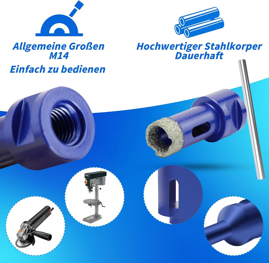 Fliesenbohrer 100mm x M14 Diamantbohrer Glasbohrer Fliesen Diamant Feinsteinzeug Bohrer für Keramik