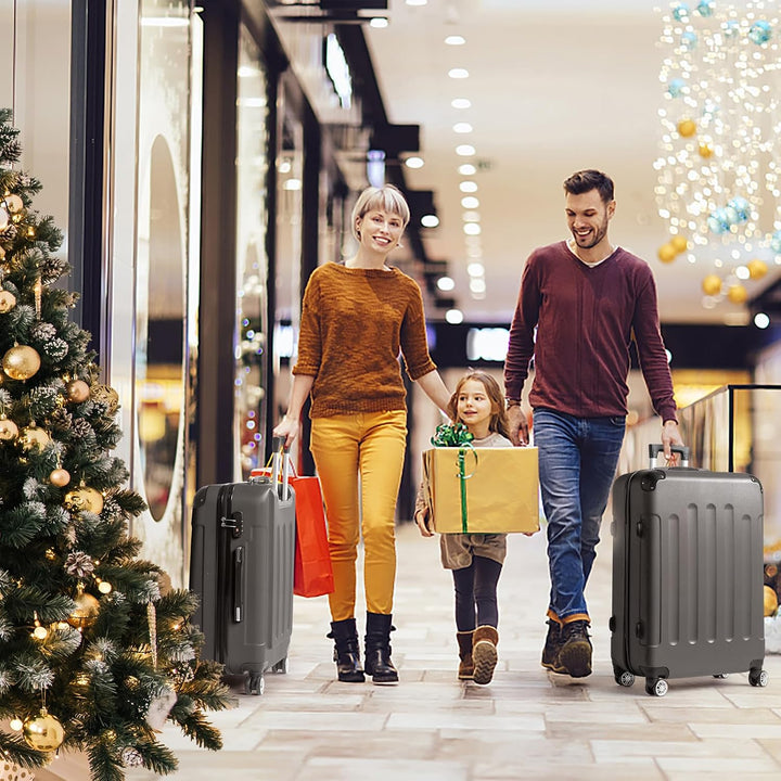 LEADZM Kofferset 3 teilig, Reisekoffer Set mit Eckenschutz, Koffer Set Hartschalen-Trolley aus ABS m