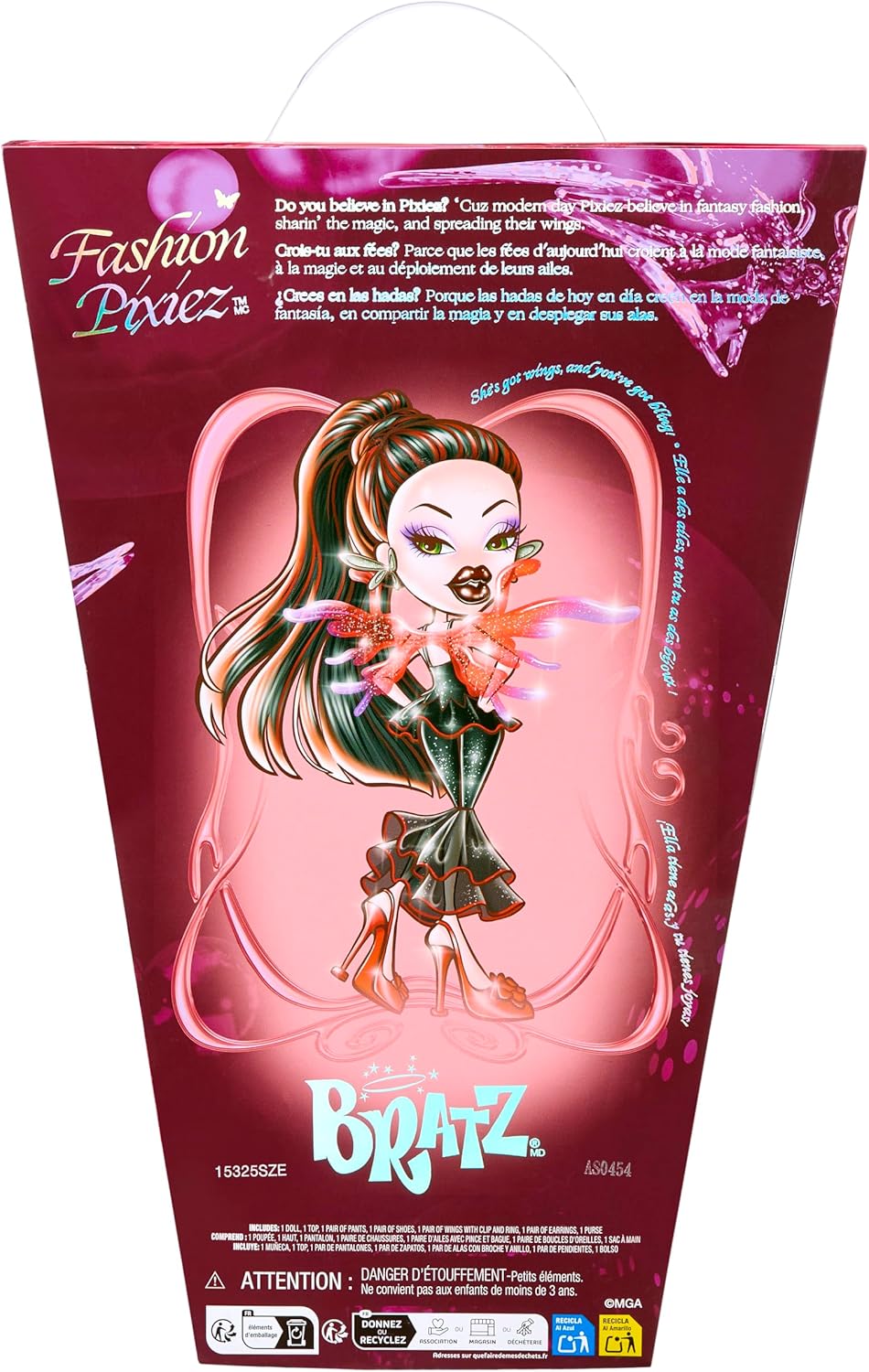Bratz Fashion Pixiez Lina - Sammelbare Fantasie Puppe mit echter Mode und Accessoires, Flügel verwan