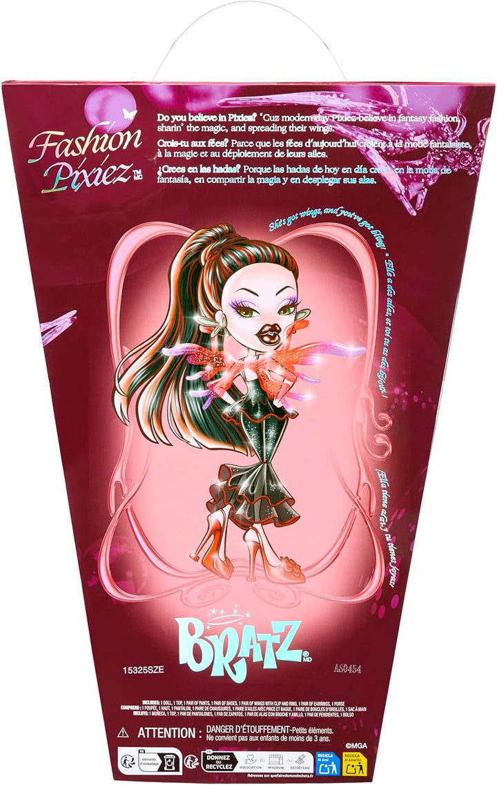 Bratz Fashion Pixiez Lina - Sammelbare Fantasie Puppe mit echter Mode und Accessoires, Flügel verwan