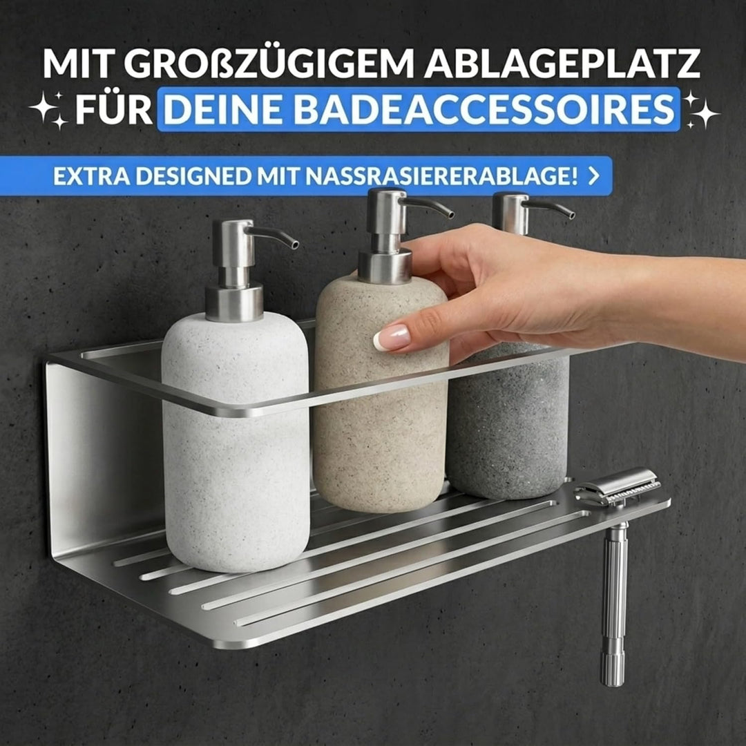 Duschablage ohne Bohren zum Hängen - Edelstahl Duschregal, Duschkorb - Einfache Montage mit Klebepad