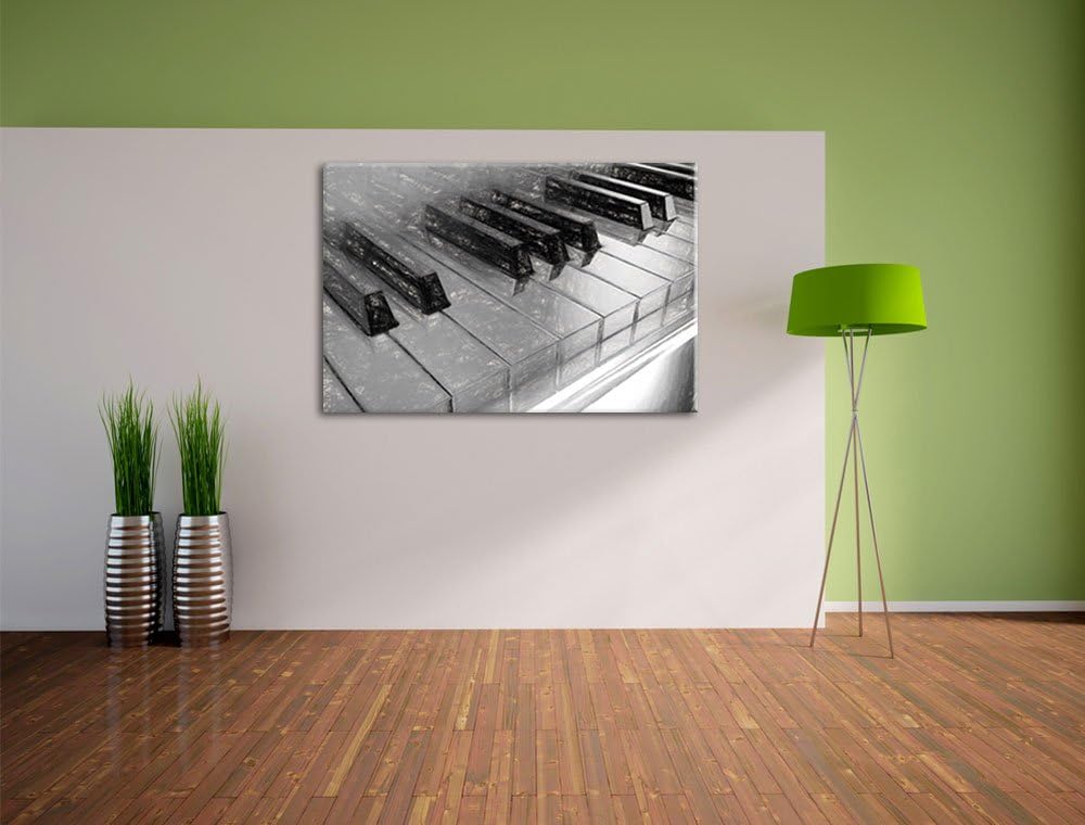 Piano Rainbow Colours, Bunte Klaviertasten Kohle Effekt, Format: 100x70 auf Leinwand, 100x70