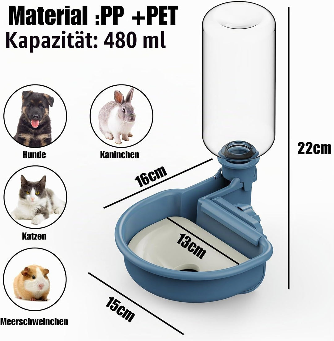 Wasserspender Hund für Käfig Blau, Blau