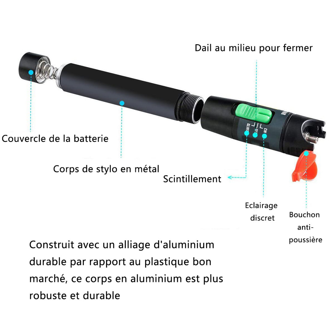 2 Stück Visual Fault Locator 30 km, Fiber-Optic-Kabel-Tester mit rotem Lichtstift, VFL mit 2,5 mm Un