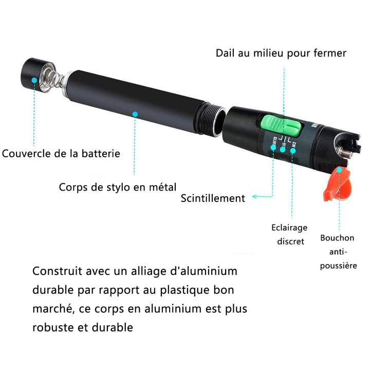 2 Stück Visual Fault Locator 30 km, Fiber-Optic-Kabel-Tester mit rotem Lichtstift, VFL mit 2,5 mm Un