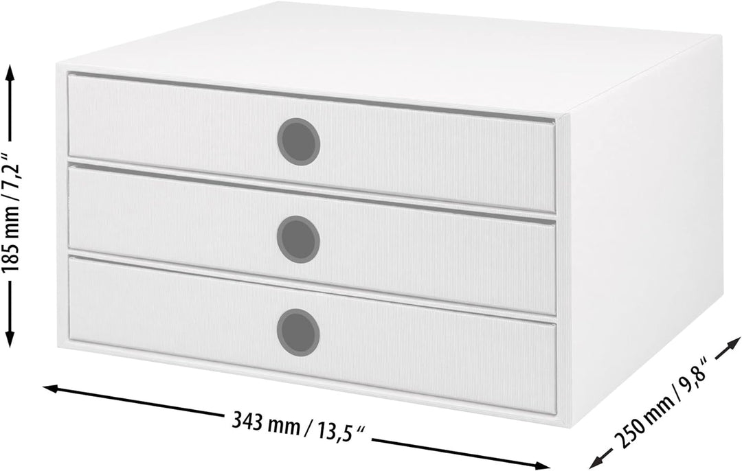 Rössler 1524452153 - S.O.H.O. 3er Schubladenbox für DIN A4, mit Griffloch, Denim, 343 x 250 x 185 mm