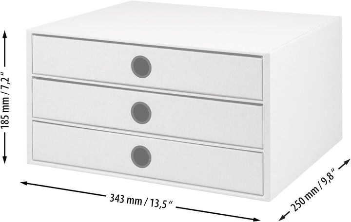 Rössler 1524452153 - S.O.H.O. 3er Schubladenbox für DIN A4, mit Griffloch, Denim, 343 x 250 x 185 mm