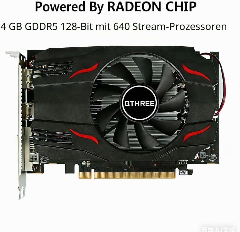 QTHREE Radeon RX 550 Grafikkarte, 4G D5 128-bit, DisplayPort HDMI DVI-D, PCI Express x8, Desktop Gam