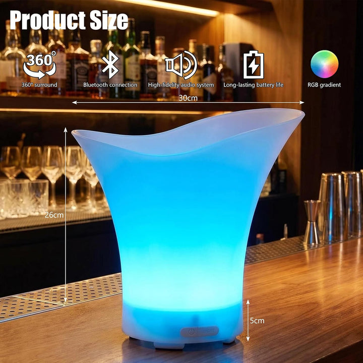 LED Sektkühler 7L, Champagner Kühler mit Bluetooth, Sektkühler mit Automatischem RGB-Farbwechsel, Wa