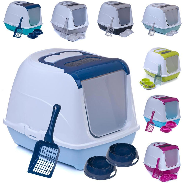 Katzentoilette Sondermodell 50 Katzenklo Schaufel Filter Haube blau Design 1 Unterteil himmelblau, U