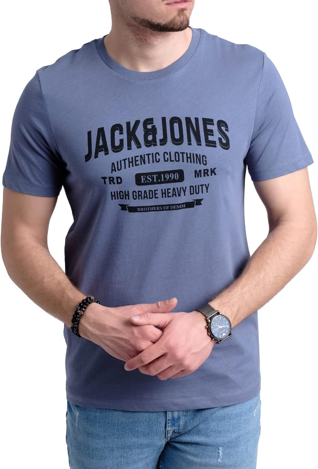 JACK & JONES Herren 5er-Set T-Shirts in verschiedenen Styles, Prints und Farben aus Baumwolle S Irin