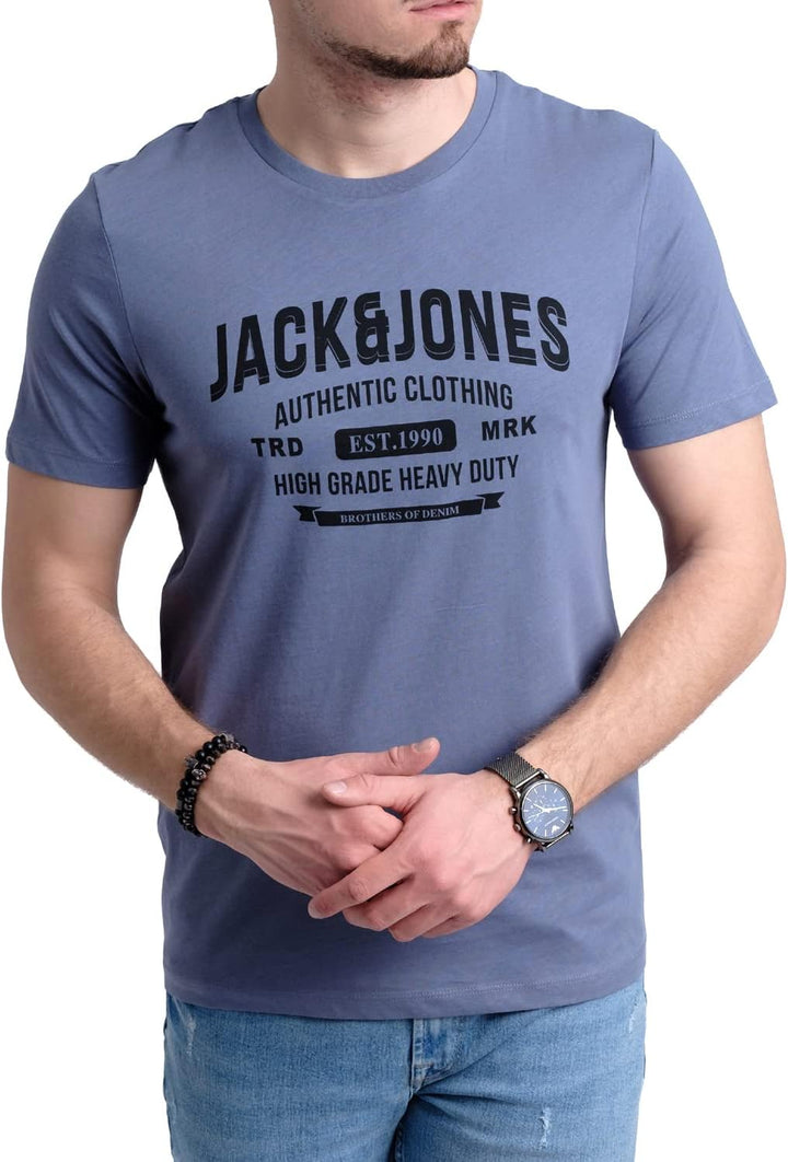 JACK & JONES Herren 5er-Set T-Shirts in verschiedenen Styles, Prints und Farben aus Baumwolle S Irin