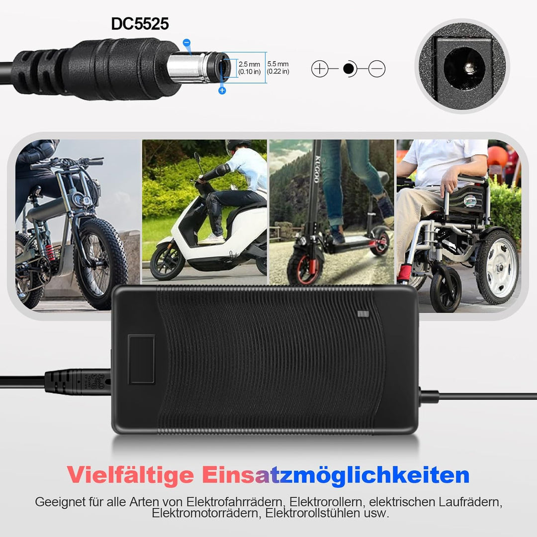 VOLOHAS 54,6V 2A Ladegerät für KUGOO G2 PRO, Kugoo G1, Soflow SO4 Pro, VMAX VX2 PRO/ST Elektroroller
