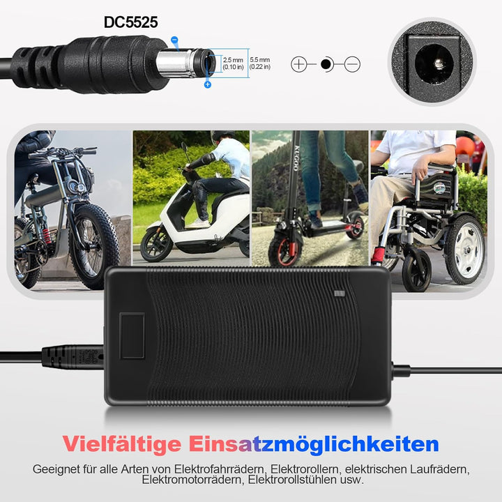 VOLOHAS 54,6V 2A Ladegerät für KUGOO G2 PRO, Kugoo G1, Soflow SO4 Pro, VMAX VX2 PRO/ST Elektroroller
