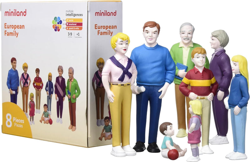 Miniland 27395 - Europäische Familie 8 Figuren 12,5 cm / 4,5