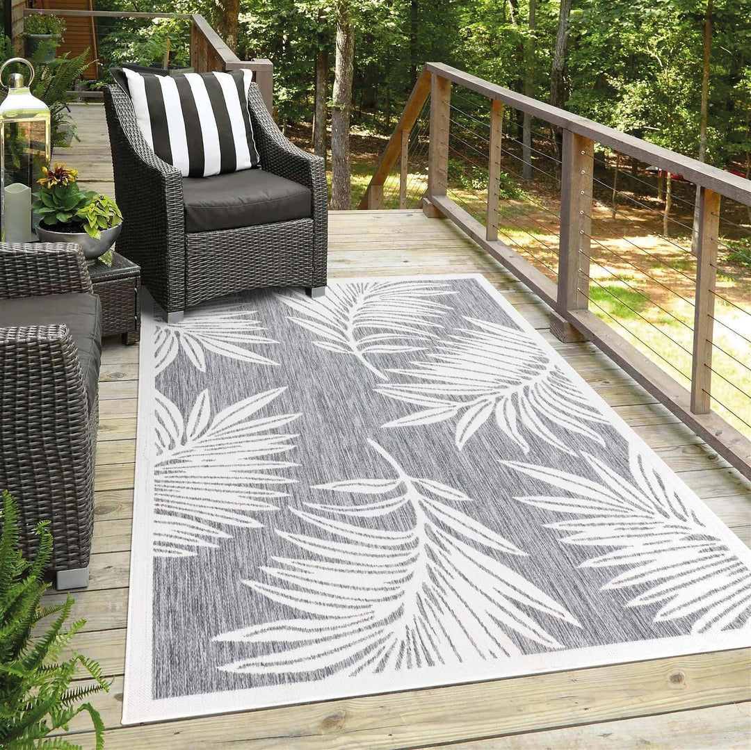 carpet city Outdoor-Teppich Wetterfest Balkon Terrassen - Grau in 160x230 cm - Deko Teppiche Aussen