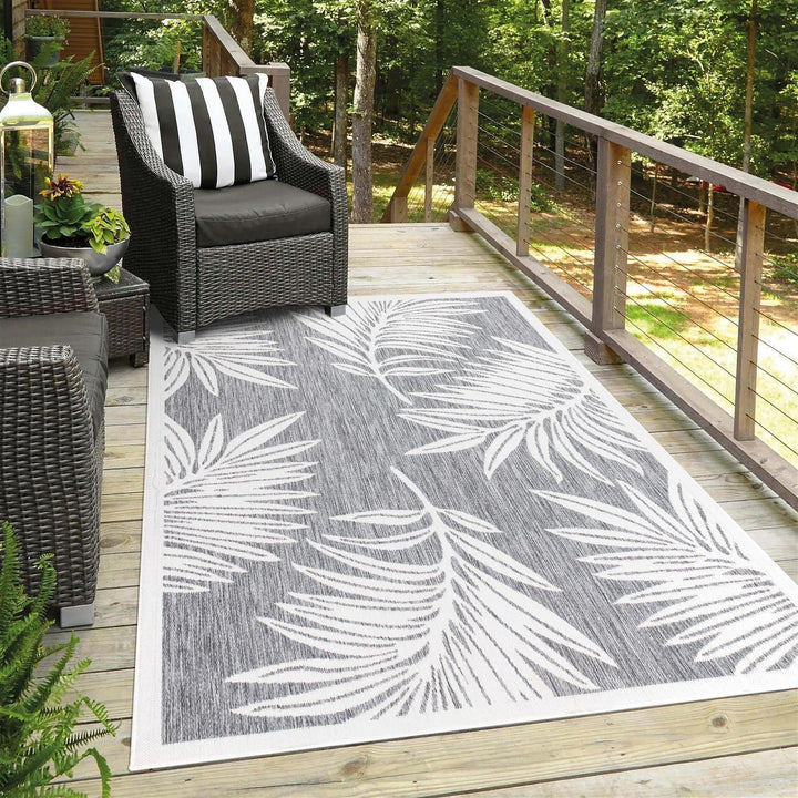 carpet city Outdoor-Teppich Wetterfest Balkon Terrassen - Grau in 160x230 cm - Deko Teppiche Aussen