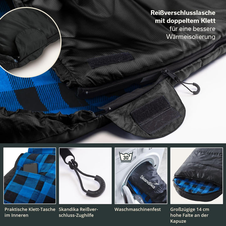 Skandika Deckenschlafsack Dundee Flanell | Baumwolle, Luxus-Qualität, koppelbar, Doppelschlafsack, 3