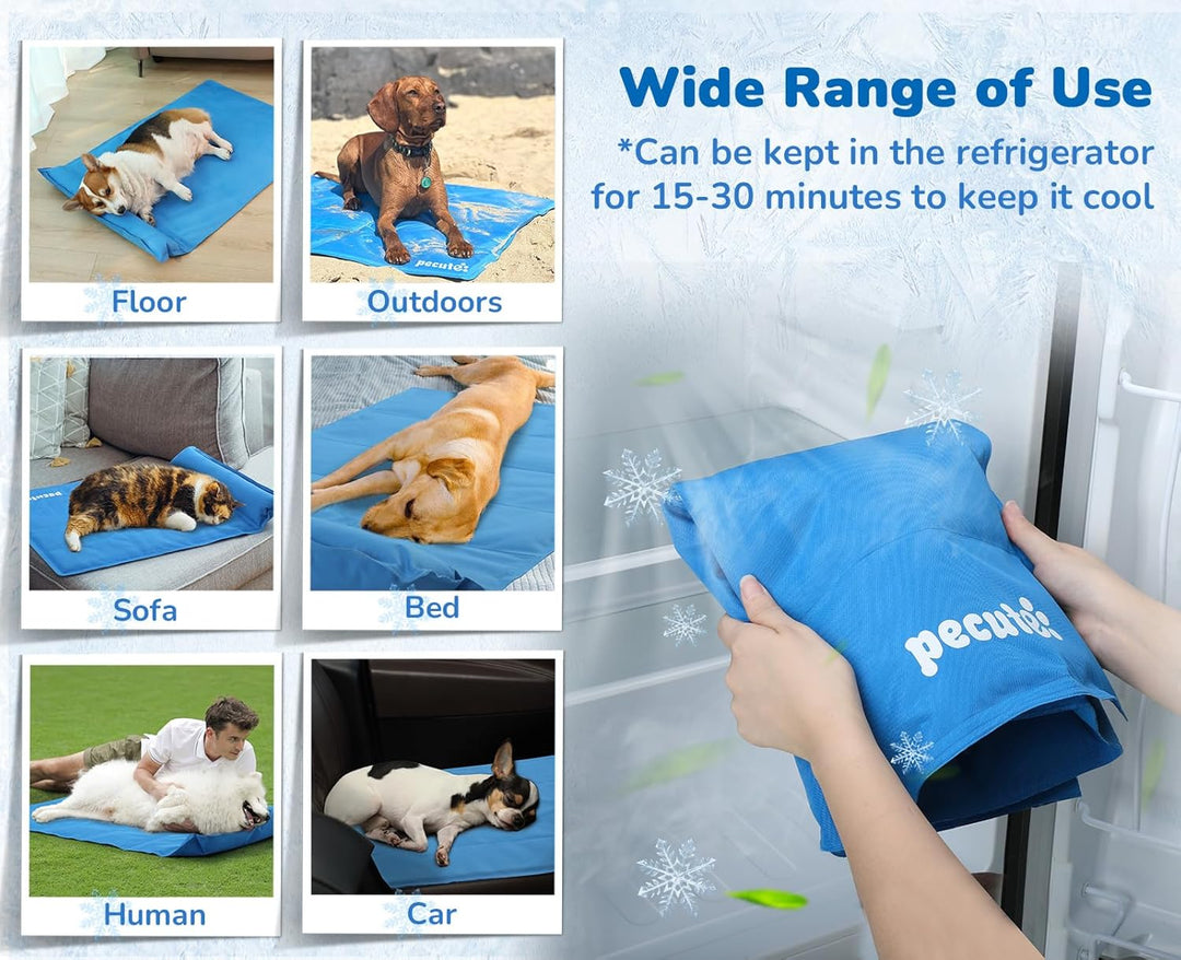 pecute Kühlmatte mit Kissen Hunde Katzen (120 * 75cm), Kuhlmatte für Hund und Katze mit Ungiftiges G