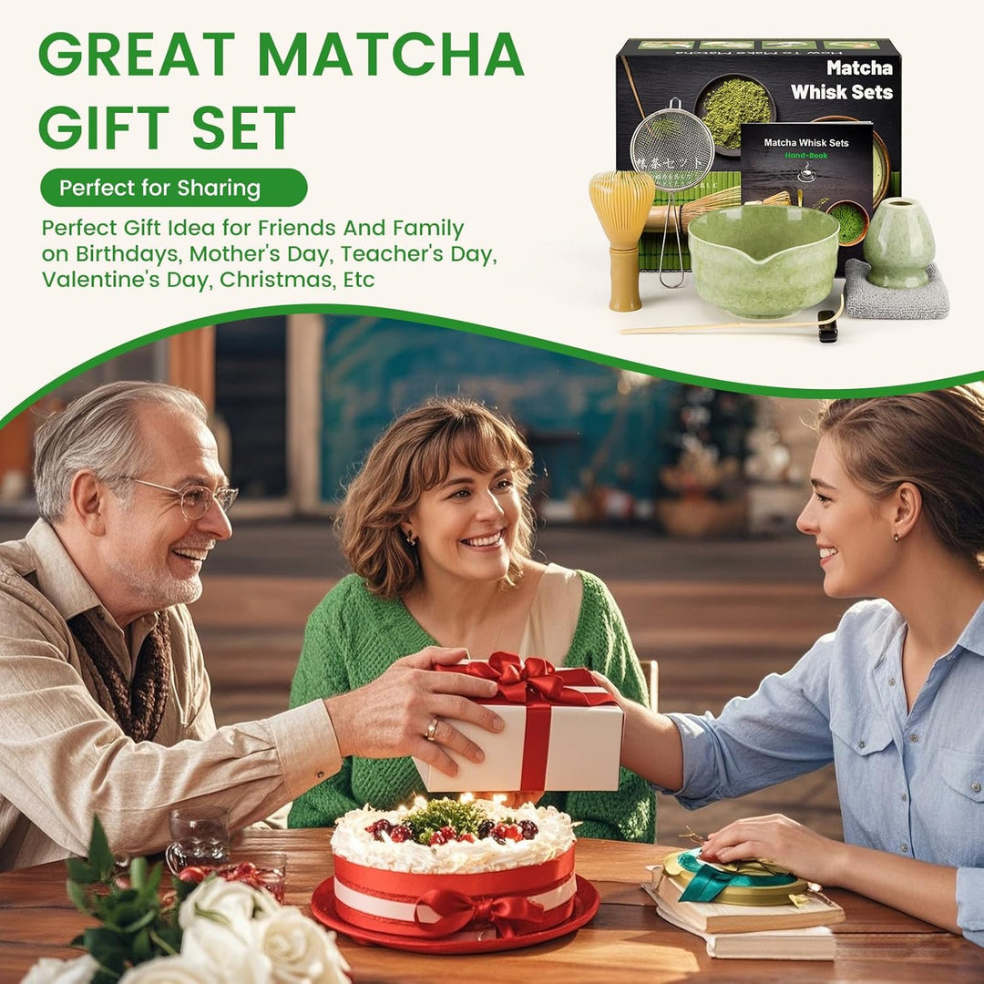 Matcha Set Japanisches Matcha Set mit Matcha Besen, Matcha Schale aus Keramik, Matcha Löffel, Harz M