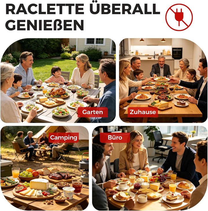 2 Stück Mini Raclette Grill Set, Rot
