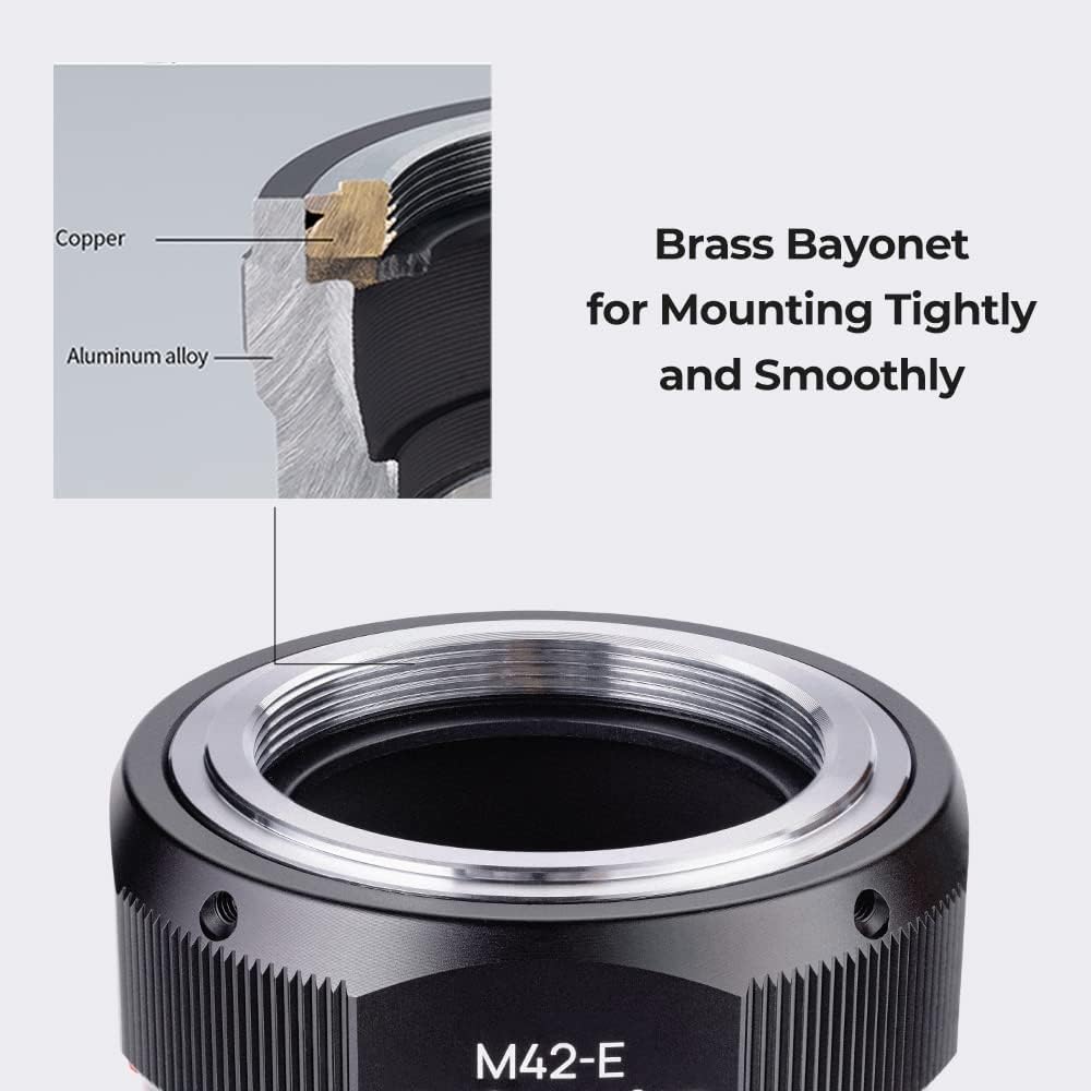 K&F Concept M10105 M42-NEX Hochpräziser Objektivadapter, Sekundäre Oxidation Adapter Ring, Sony NEX