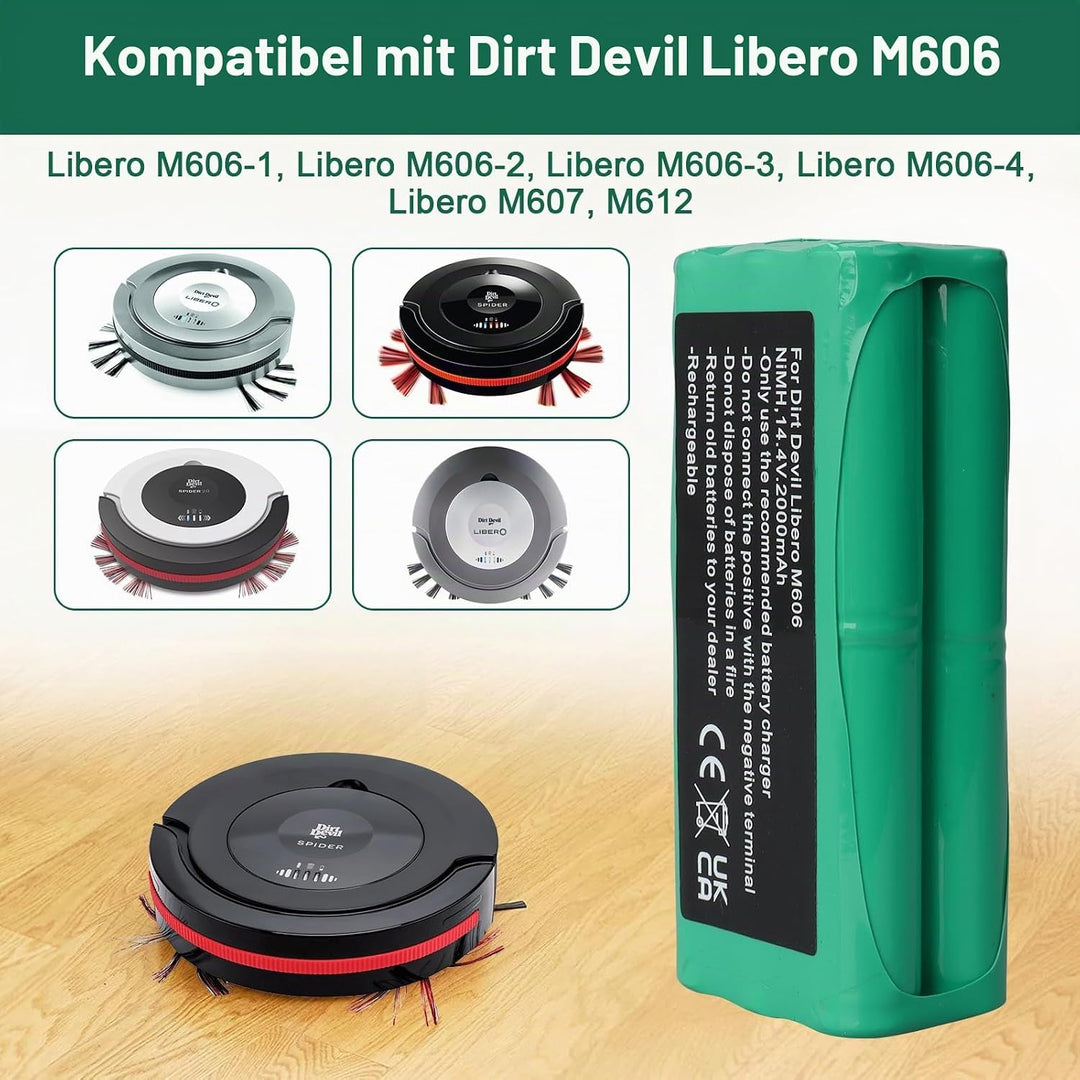 14.4 V,2000 mAh NI-Mh Ersatzakku Kompatibel Mit Dirt Devil Libero M606, Libero M606-1, Libero M606-2