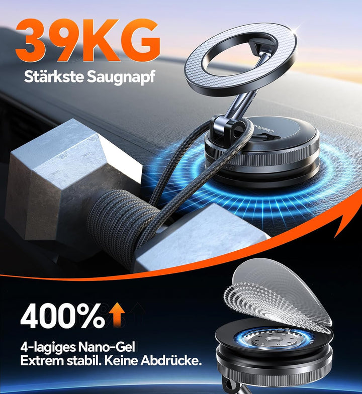 Coolpow Handyhalterung Auto für MagSafe Autohalterung【Stärkste Saugnapf & Ultra-stabil】Handyhalterun