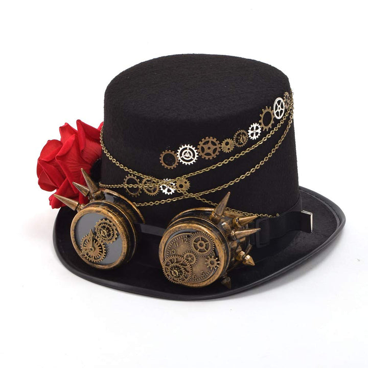 BLESSUME Steampunk Zylinder Hut mit Brille Unisex Fancy Dress (Farbe E, M) Farbe E M, Farbe E M