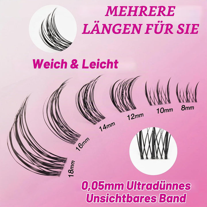 VEYESBEAUTY Wimpern Extensions Cluster Lash Extension Flutter 8-18mm 8-18mm Flutter, 8-18mm Flutter