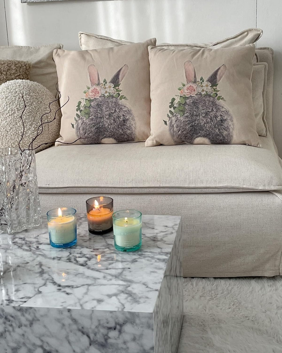 Dekokissen 2er Set Hasenmotiv mehrfarbig 45 x 45 cm Baumwolle/Polyester Fatsia