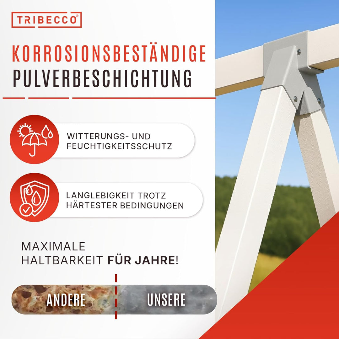 TRIBECCO® Vierkant Schaukelverbinder 90/90mm 90° (90° Grau) aus pulverbeschichtetem Stahlblech für G