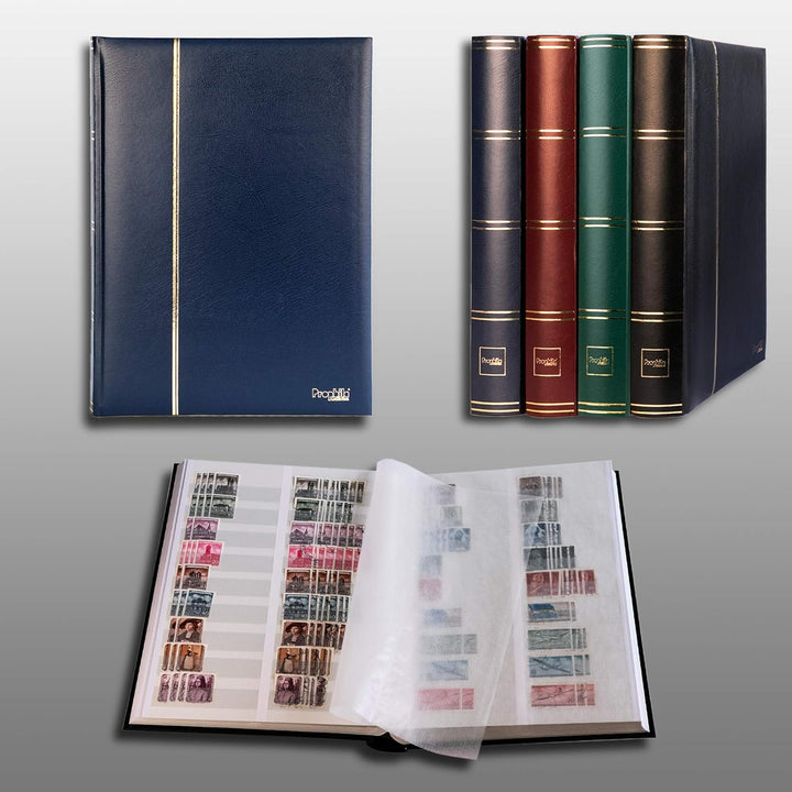 Prophila Collection 60 weisse Geteilte Seiten Briefmarkenalbum Einsteckbuch wattierter Blauer Einban