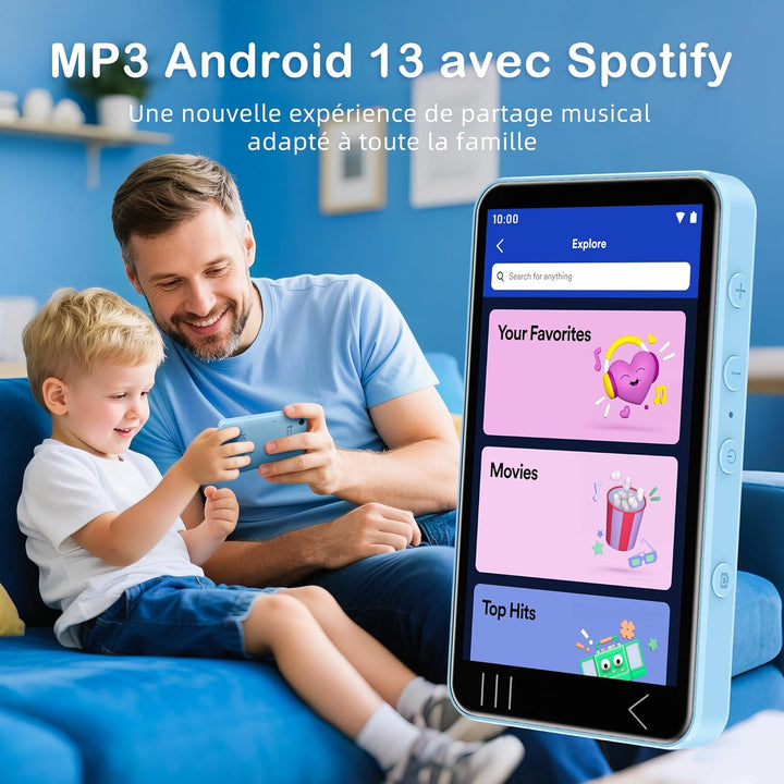 HIFI WALKER G7 MP3-Player mit Bluetooth & WLAN, Android 13, 144 GB Speicher, 3 GB RAM, 4-Zoll HD-Tou