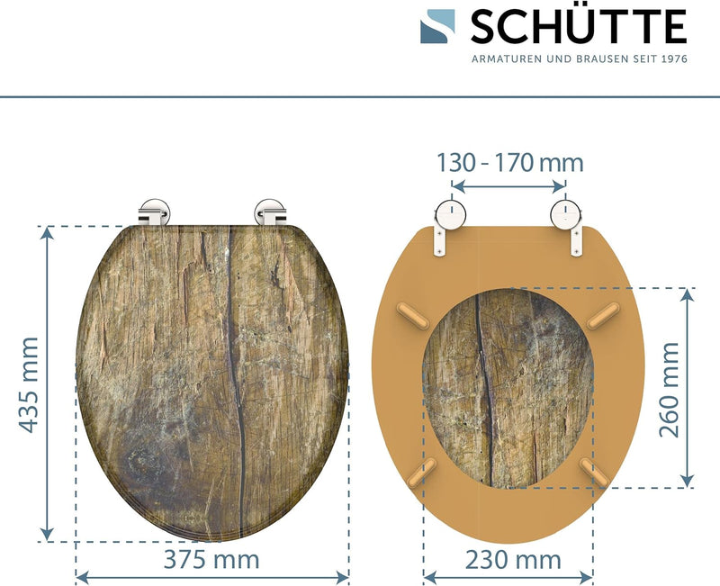 Schütte SOLID WOOD Sitz Holzkern, Toilettensitz passend für viele handelsüblichen WC-Becken, max. Be